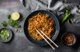 London Winters With Hot Bowl Of Udon Noodles & Teriyaki Salmon